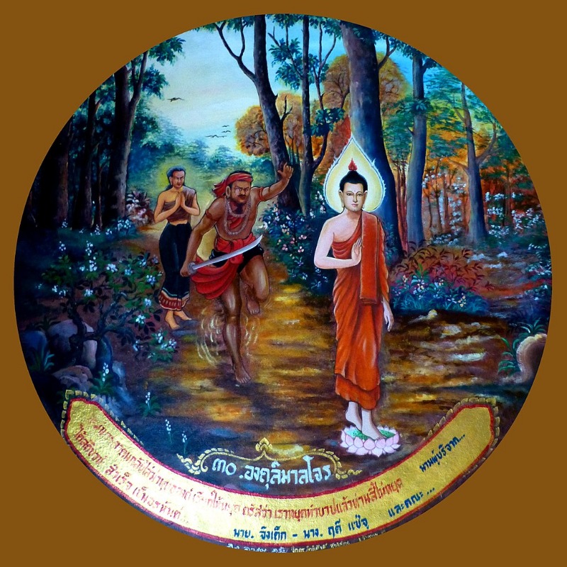 1024px-054_Angulimala_cannot_Catch_up_with_Buddha_who_ordains_him_and_he_becomes_an_Arahant_(9270708415).jpg
